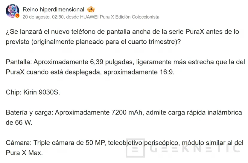 Geeknetic HUAWEI presenta el Pura X View, el primer teléfono no plegable con pantalla 16:9.5 5