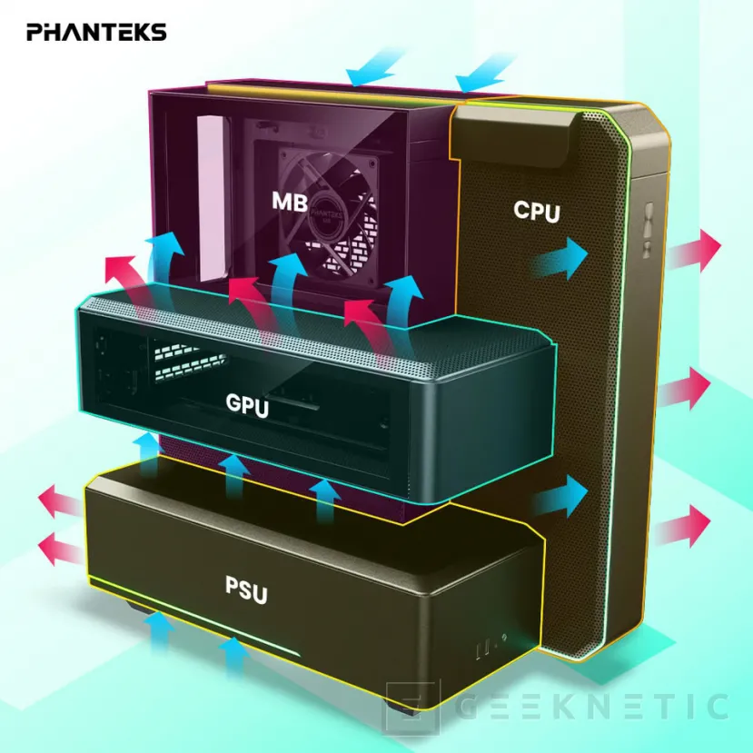 Geeknetic Phanteks lanza las cajas EX5 desde 109,90 euros con arquitectura por cámaras y refrigeración líquida con los tubos ocultos 3