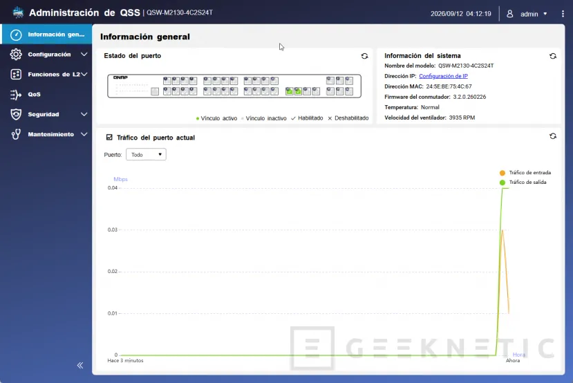 Geeknetic QNAP QSW-M2130-4C2S24T Review: el switch L2 gestionado 10-Gbit que lleva a cualquier PYME al próximo nivel 10