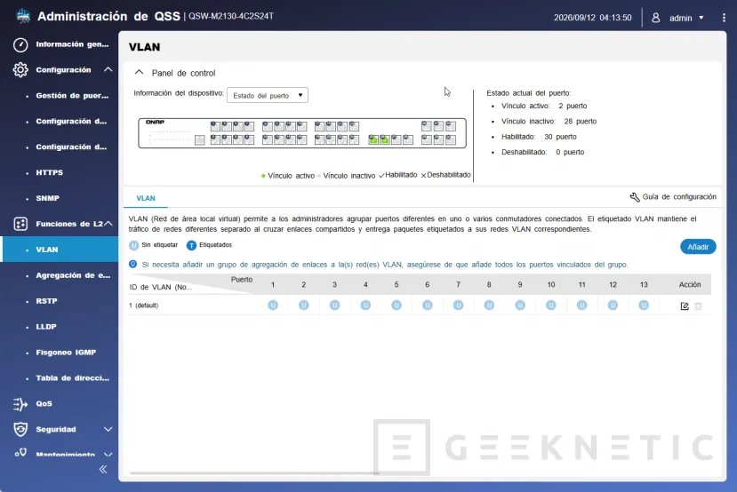 Geeknetic QNAP QSW-M2130-4C2S24T Review: el switch L2 gestionado 10-Gbit que lleva a cualquier PYME al próximo nivel 13