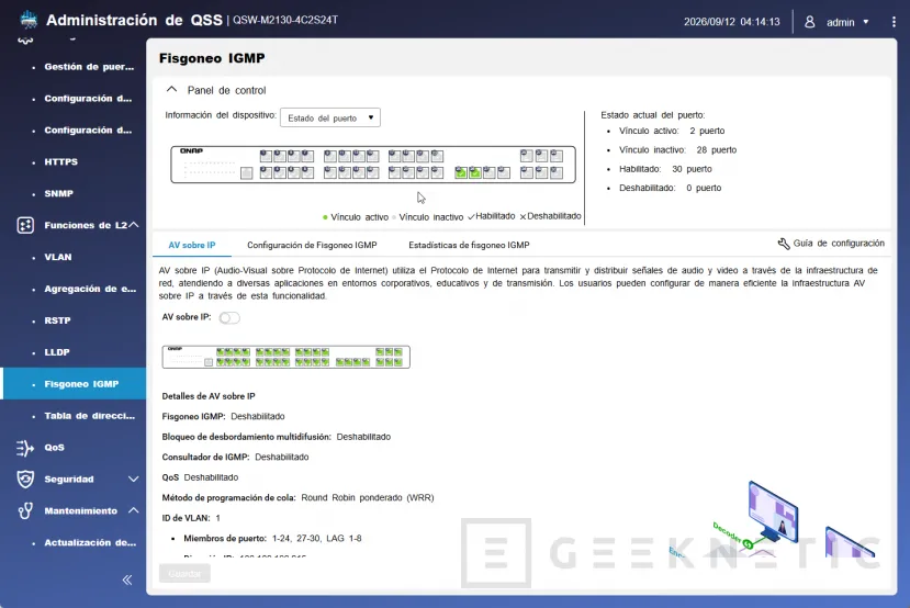 Geeknetic QNAP QSW-M2130-4C2S24T Review: el switch L2 gestionado 10-Gbit que lleva a cualquier PYME al próximo nivel 14