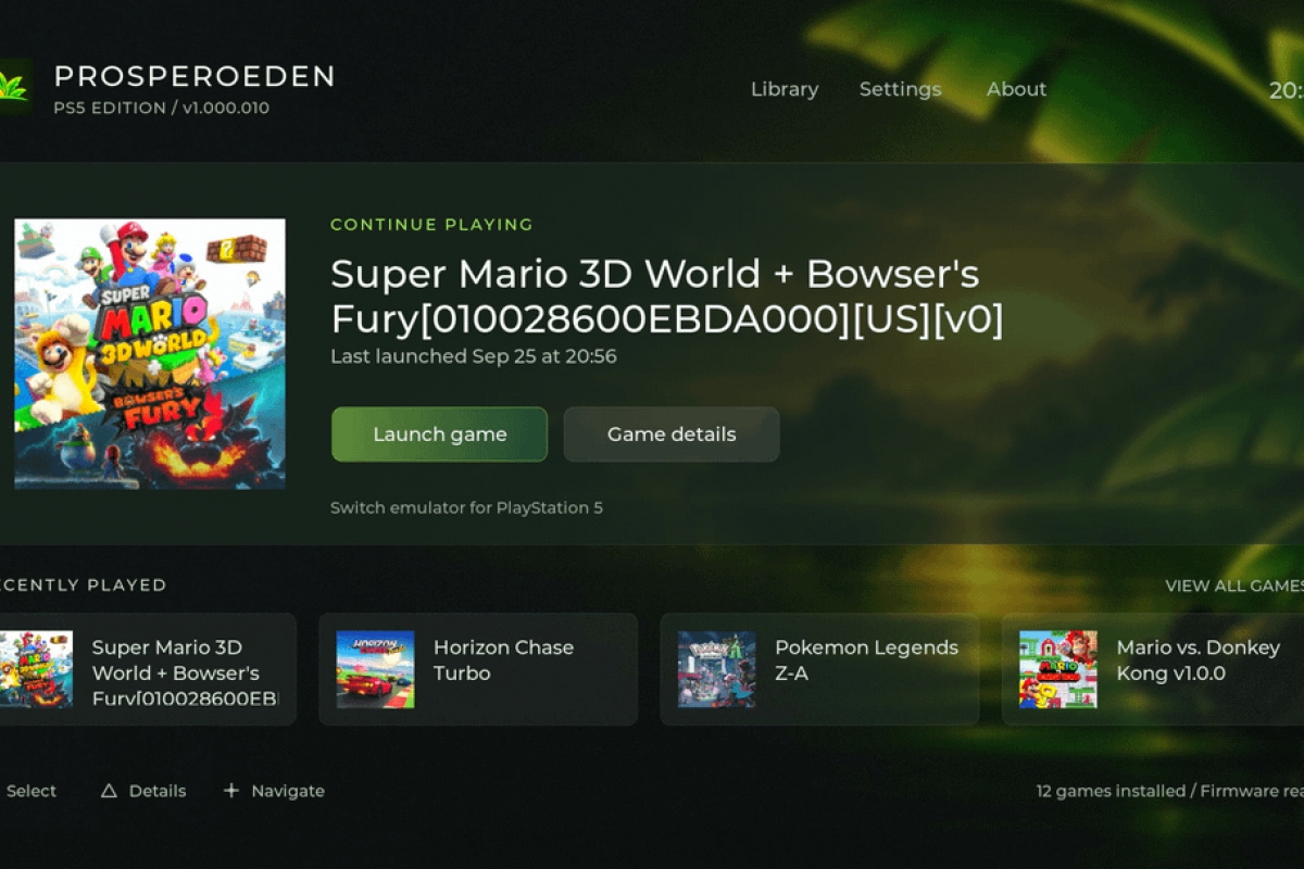 ProsperoEden es el emulador de Nintendo Switch para PS5 en versión Alpha, capaz de ejecutar CupHead a 60 FPS