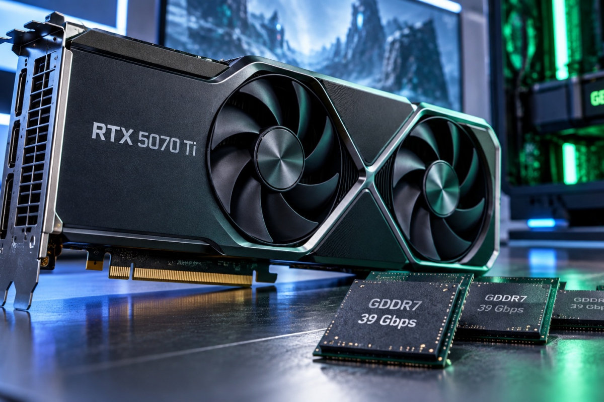 La memoria de una RTX 5070 Ti alcanza los 39 Gbps y supera en un 39 % su ancho de banda teórico