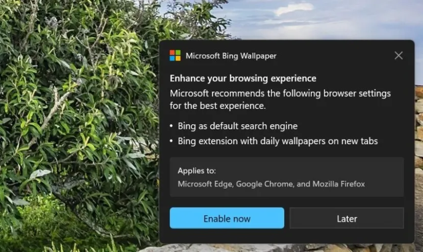 Geeknetic Esto es lo que pasa cuando haces clic en el escritorio de Windows 11 tras instalar la última actualización de Bing Wallpaper 2