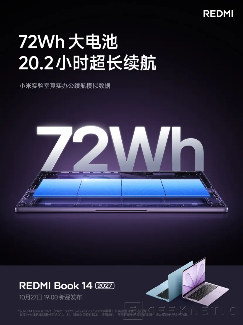 Geeknetic Xiaomi confirma el Redmi Book 14 2027 con Intel Wildcat Lake, pantalla 2.8K y presentación el 27 de octubre 2